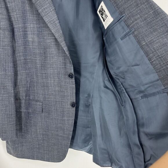 Canali Jacket Size 44L Mens Blue Wool Silk Linen 13290 Two Button Blazer Italy - Picture 8 of 13